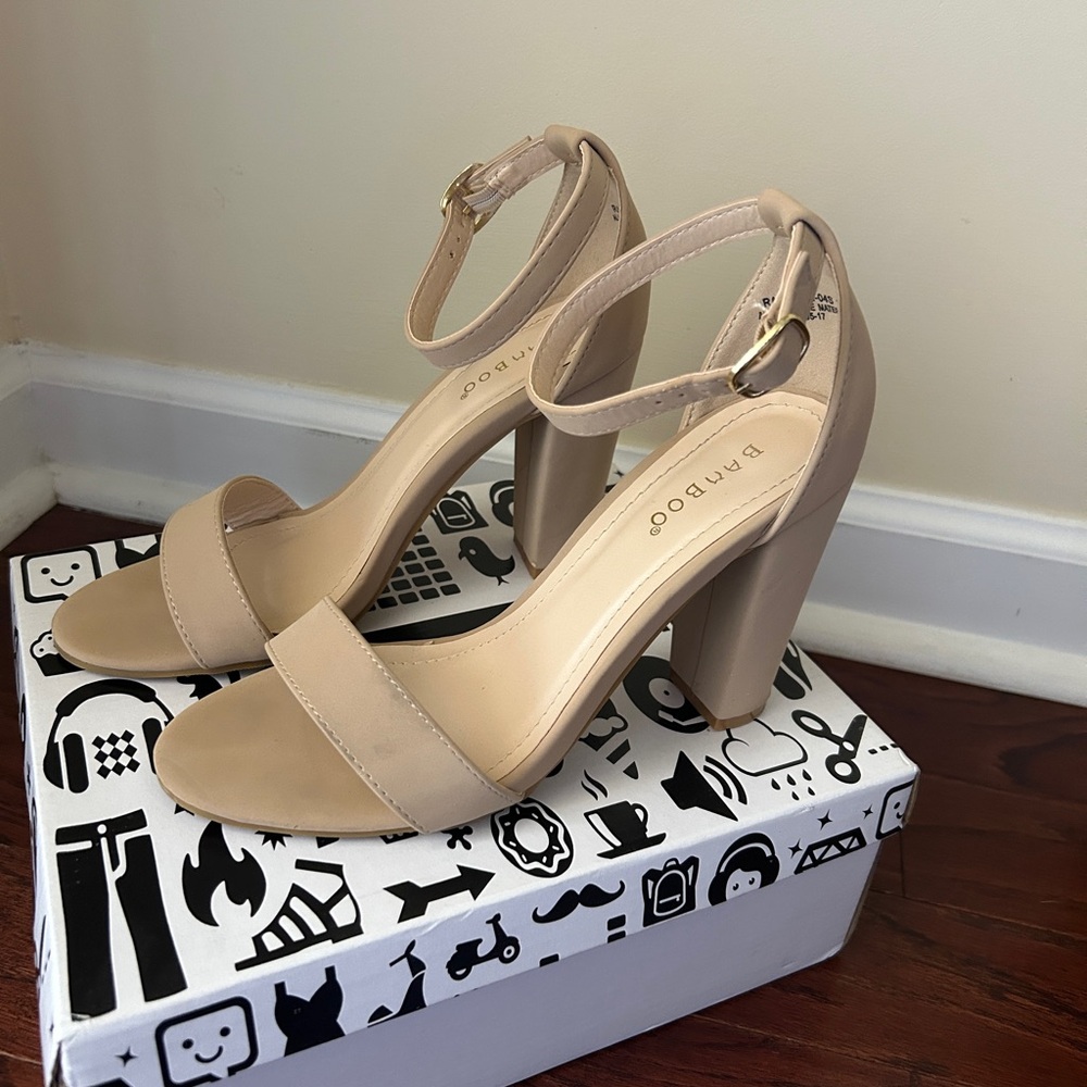 Bamboo Women's Tan Heeled Sandals